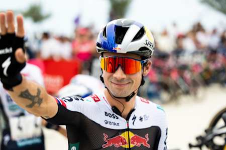 Primož Roglič of Red Bull - BORA - hansgrohe team during Stage 1 for the Giro d'Italia from Durazzo to Tirana, Albania.