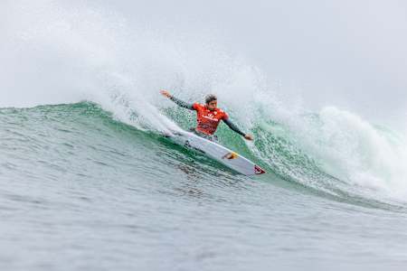 Kanoa Igarashi of Japan rides a wave at the 2025 Lexus Trestles Pro in San Clemente, California.