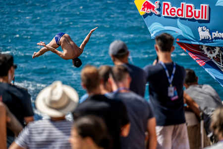Jonathan Paredes of Mexico performs a dramatic 27-metre dive at the Red Bull Cliff Diving World Series 2025 in Polignano a Mare, Italy, capturing the spirit of adrenaline-fuelled adventure