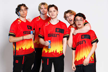 The Sentinels Valorant pose for a team portrait at Red Bull HQ in Santa Monica, CA, USA on 14 April, 2025.