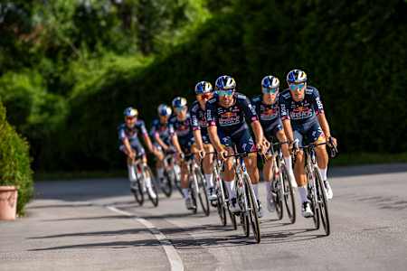 The Red Bull BORA - hansgrohe cycling team powers through Salzburg, Austria on a dynamic 2024 training ride, showcasing cutting-edge teamwork and speed