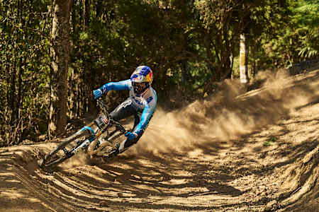 Ronan Dunne performs during the Red Bull Hardline practice session at Maydena Bike Park on February 6, 2025 in Tasmania, Australia.