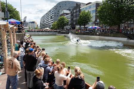 Italo Ferreira performs at the opening of RiF010 in Rotterdam, The Netherlands on July 06, 2024