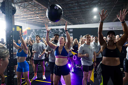 Wall Ball station at a HYROX race