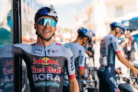 Jai Hindley of Red Bull - Bora - Hansgrohe, before the stage 4 of the Giro d’Italia from Alberobello to Lecce Italy - Tuesday May 13, 2025.