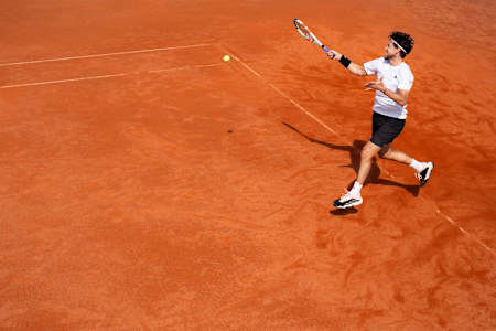 Dominic Thiem performs during his training in Traiskirchen, Lower Austria, Austria on April 11, 2024.