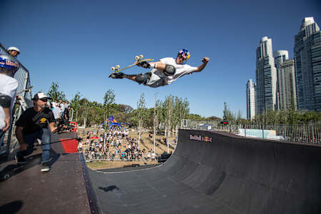Alessandro Mazzara performs during the World Skate Games 2022 at Puerto Madero, Buenos Aires, Argentina on October 29, 2022