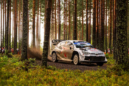 Takamoto Katsuta (JPN) Aaron Johnston (IRL) Of Toyota Gazoo Racing Wrt  are seen performing during the  World Rally Championship Finland in Jyvasküla, Finland on  1,August, 2025.