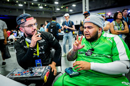 BigBird and MenaRD seen at EVO Championship Series in Las Vegas, Nevada, USA on August 2, 2025.  
