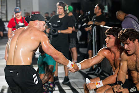 Jonne Koski and Victor Hoffer compete at the World Fitness Project Tour Stop 2, on day 3 in Mesa, Arizona, USA on August 31, 2025.