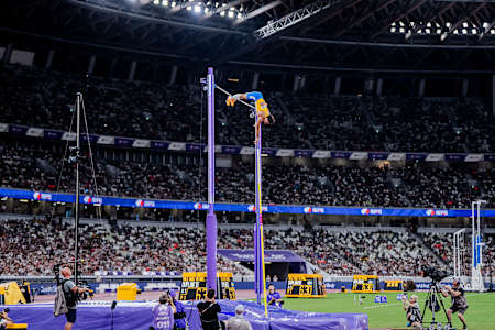 Armand Duplantis breaking world record 6.30m in men’s pole vault during World Athletics Championships 2025 in Tokyo, Japan, on September 15, 2025.