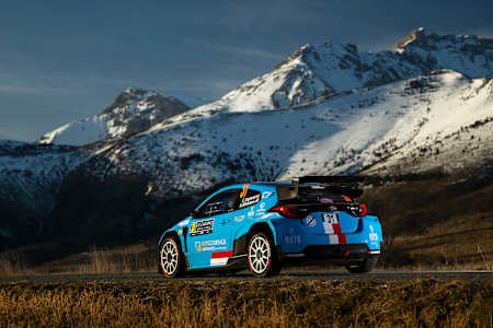 Ingram and co-driver Alex Kihurani in action on Wednesday's shakedown