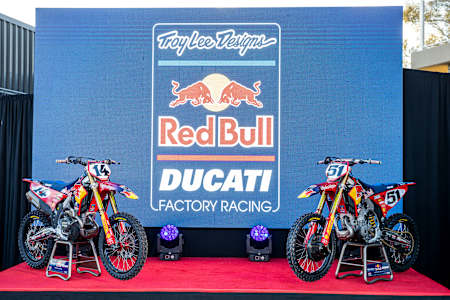 Race Bikes at Troy Lee Designs Red Bull Ducati Factory Racing launch in Winchester, California, USA on January 6, 2026.