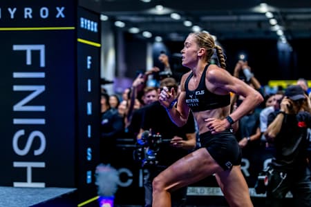 Joanna Wietrzyk seen during the Elite 15 at the Hyrox Major in Hong Kong on November 22, 2024.