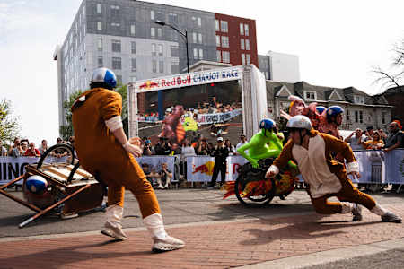 Participants perform at Red Bull Chariot Race Mizzou.