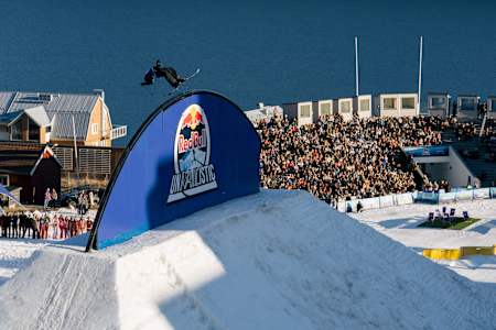 On April 30th 2026, Jesper Tjäder thrills the crowd at Red Bull Unrailistic in Åre, Sweden at the Best Trick challenge