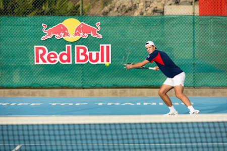 Czech tennis ace Jakub Menšík takes to the court in Adeje, Tenerife, Spain. 