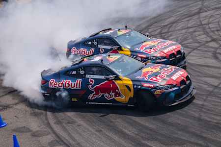 The Red Bull Driftbrothers perform at BMW MFest at Kyalami Raceway, Johannesburg, South Africa on October 15, 2022. 