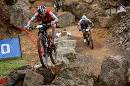Lars Forster performs at UCI XCO World Cup in Araxa, Brazil on April 6, 2025