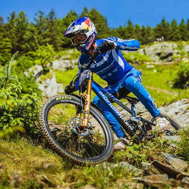 Ronan Dunne participates at Red Bull Hardline 2024 in Dinas Mawydd, Wales.