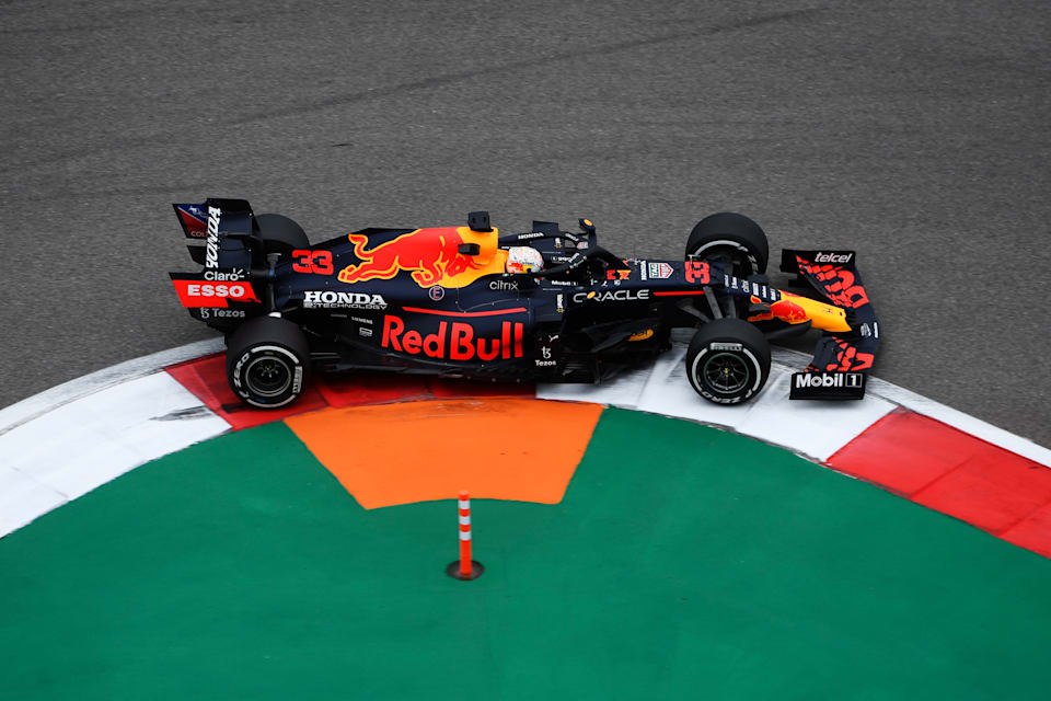 Max Verstappen of Red Bull Racing Honda at the Russian Grand Prix on September 26, 2021.