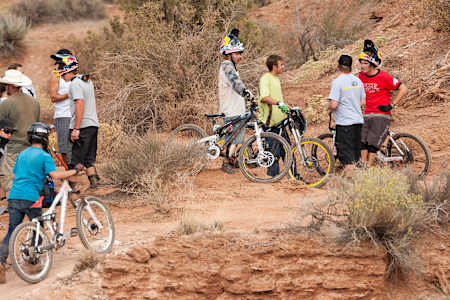 Riders with their bikes at Red Bull Rampage.
