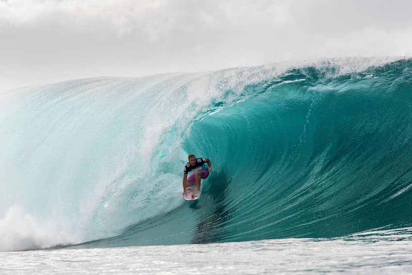 Surfer shop getting barreled