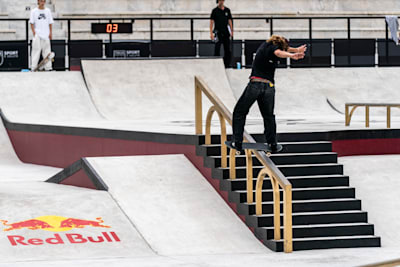 Jagger Eaton closes out a run at the Street Skateboarding World Championships in Rome 2021.