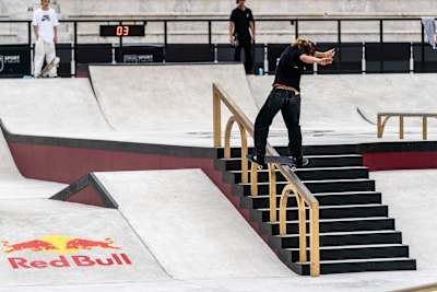 Jagger Eaton at the 2021 World Street Skate Championships in Rome, Italy