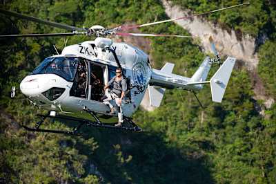 A promo pic of Bear Grylls during the filming of Eco-Challenge.