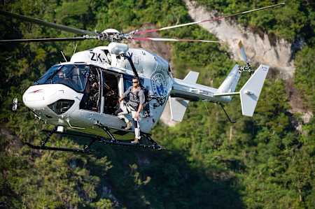 A promo pic of Bear Grylls during the filming of Eco-Challenge.