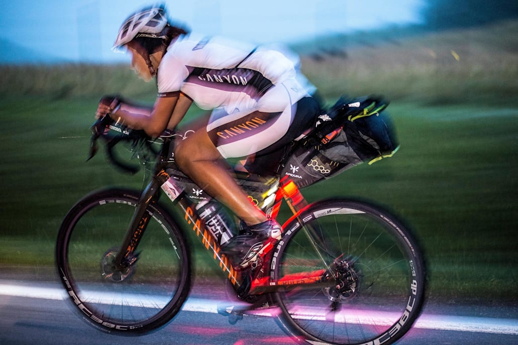 Juliana Buhring in the Trans Am Bike Race from Oregon to Virginia in 2014, where she finished fourth.