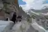 Athletes climbing in the Dolomites during the race 2023