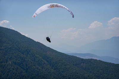 Elisabeth Egger performs during Red Bull X-Alps 2023 in Valda, Italy