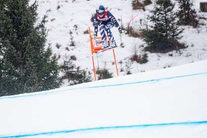 American skier Lindsey Vonn in action at the FIS Ski Alpine World Cup in Tarivsio, Italy. 
