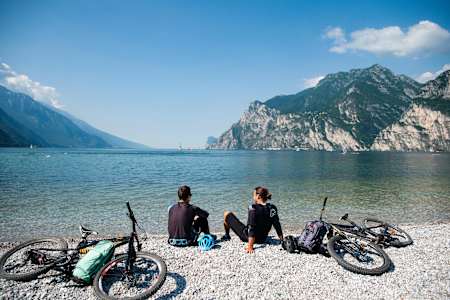 Mirco Montagni and Marco Giacomello relaxing at Lake Garda, Italy on June 15, 2018.