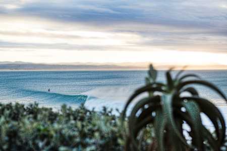 An empty wave breaks at Supertubes, at Jeffreys Bay in South Africa