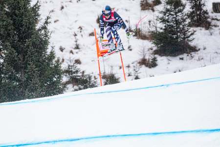 American skier Lindsey Vonn in action at the FIS Ski Alpine World Cup in Tarivsio, Italy. 