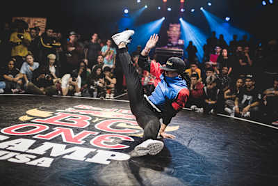 B-girl Sunny competes during Red Bull BC One Camp USA at Warehouse Live in Houston, Texas, USA on May 18, 2019.