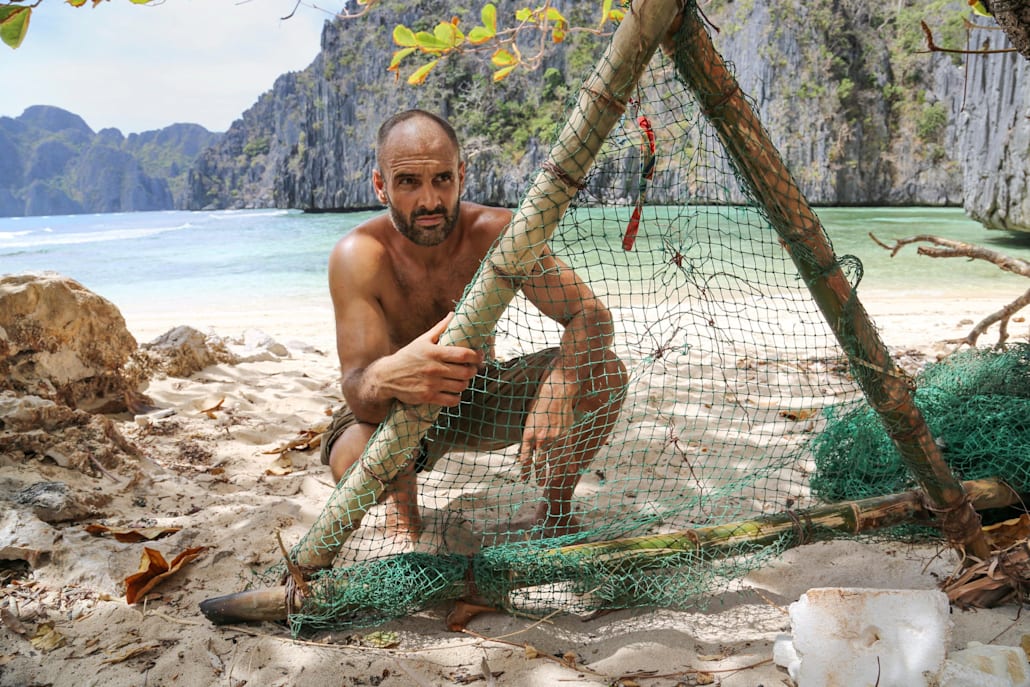 A still from 2013 TV series, Naked And Marooned, showing adventurer Ed Stafford on his quest to survive for 60 days on the otherwise uninhabited Fijian island of Olorua.