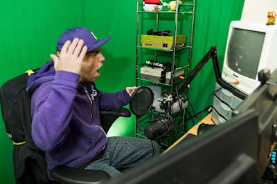Hunt does all his streaming at GrandPOObear World HQ — aka his house.