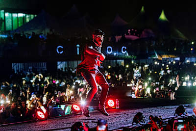 Afrobeats artist Davido performing at Afro Nation festival in Ghana.