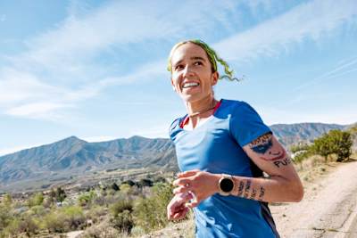 Mexican athlete Alex Roudayna competing in The Speed Project relay running race.