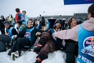 Riders performing at Best Trick Red Bull Unrailistic 2023 in Åre, Sweden.