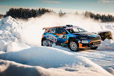 Lauri Joona in Saturday action at Rally Sweden