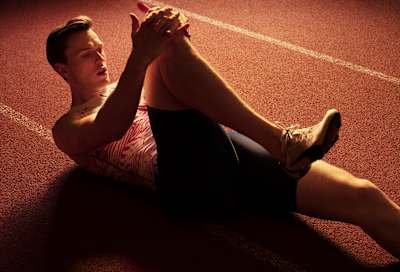 Karsten Warholm performing streches in Oslo, Norway.