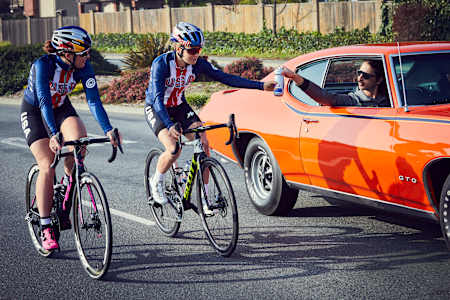 Kate Courtney and Chloé Dygert photographed for The Red Bulletin.