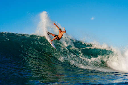 Kanoa Igarashi surfing at Snapper Rocks in Australia.