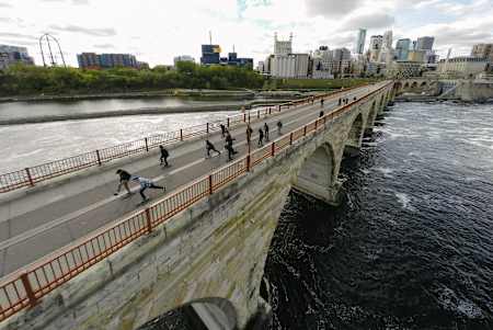 The Stone Arch Bridge in Minneapolis, Minnesota