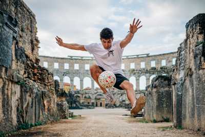 Antonio Sanz del Peso performs during the venue check prior to the Red Bull Street Style in Pula, Croatia on September 7, 2022. 